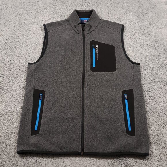 Vineyard Vines Other - Vineyard Vines Fleece Vest‎ Sweater Mens Medium Gray Full Zip Outdoor